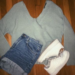 Green Forever 21 Knotted Sweater